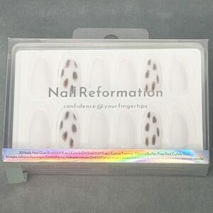 Nail Reformation Cowhide Almond Press On Nails Kit With Glue 30 Nails
